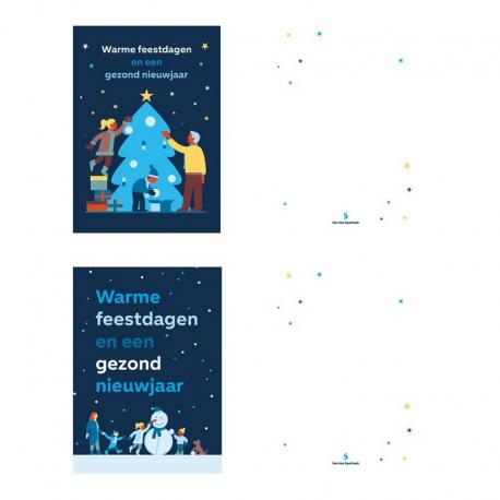 Kaart feestdagen kerst 10 boom/10 pop + 20 envelop