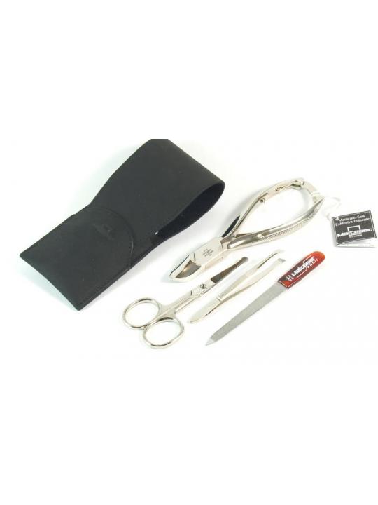 Manicure etui 4-delig leer zwart