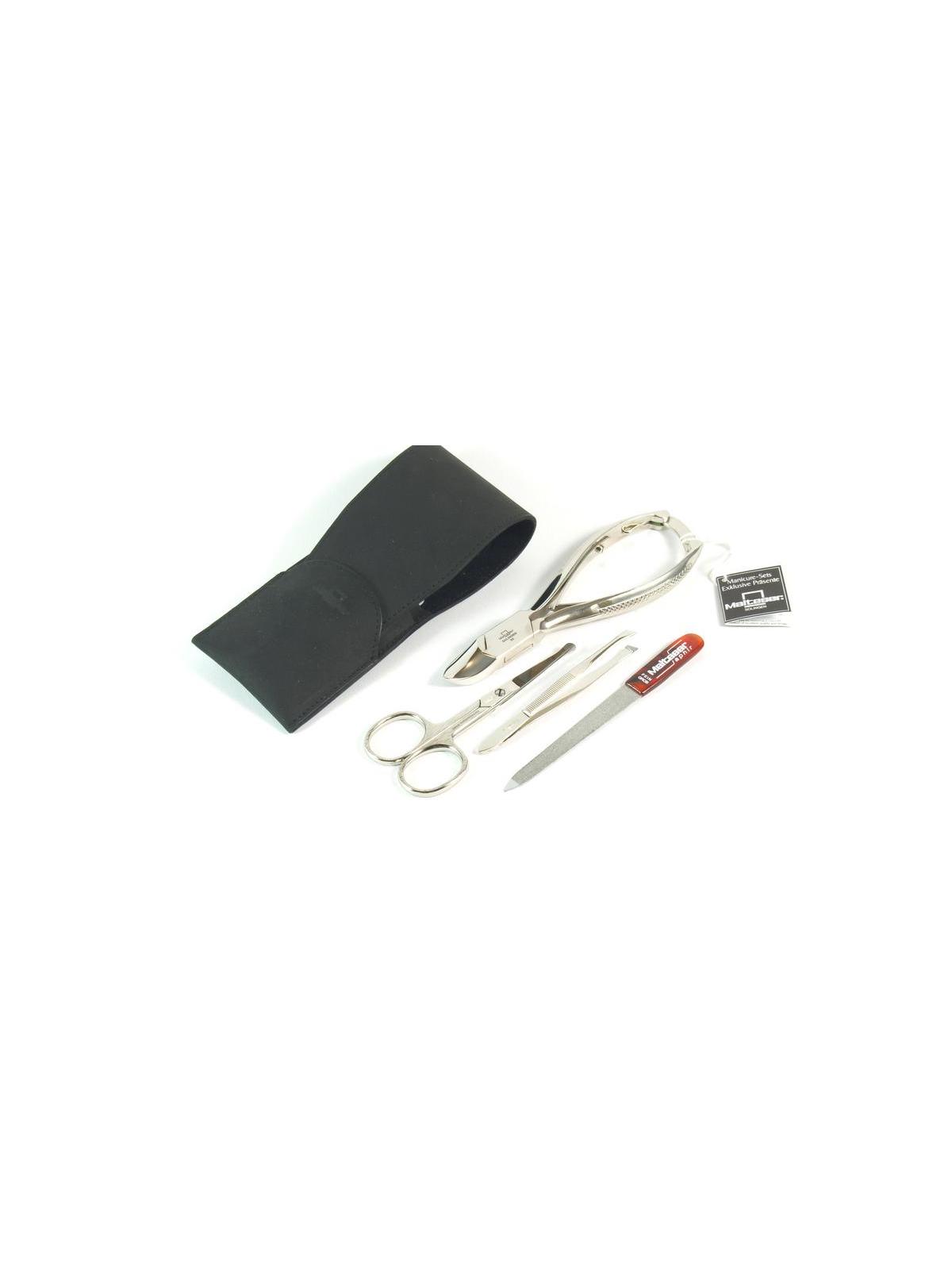 Manicure etui 4-delig leer zwart