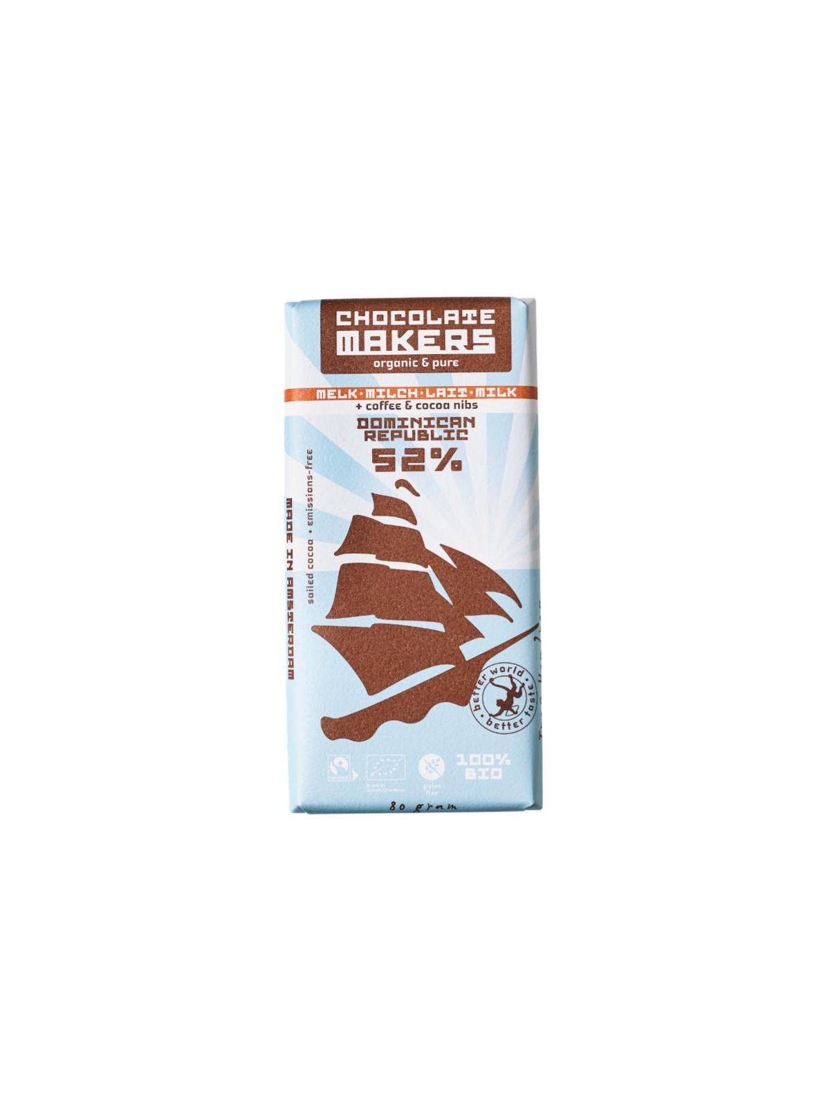 Reep tres hombres 52% melk cacaonibs & koffie bio