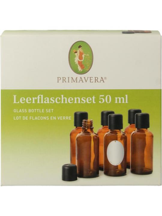 Lege flessen set 6x50ml schenkdop bruin glas