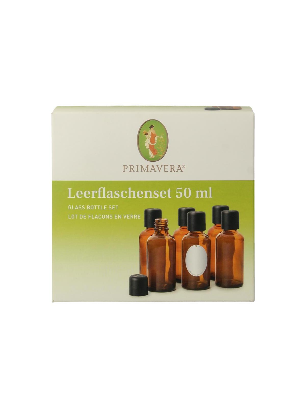 Lege flessen set 6x50ml schenkdop bruin glas