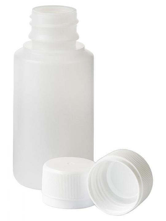 Fles HDPE naturel + afsluitdop 28mm/100ml