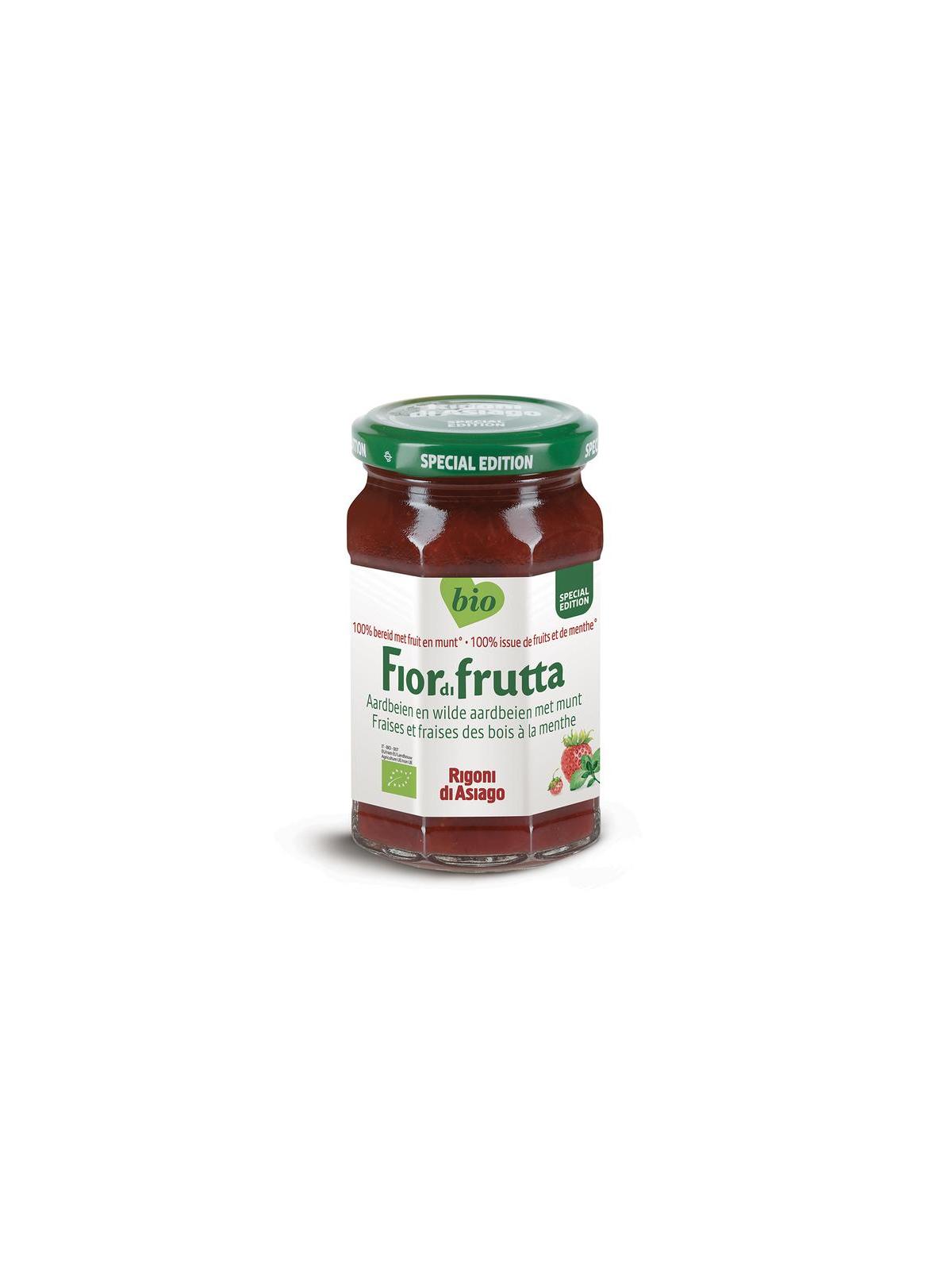 Aardbeien en wilde aardbeien met munt jam bio