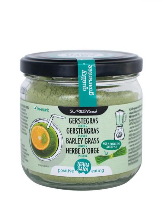 Gerstegras poeder in glas bio