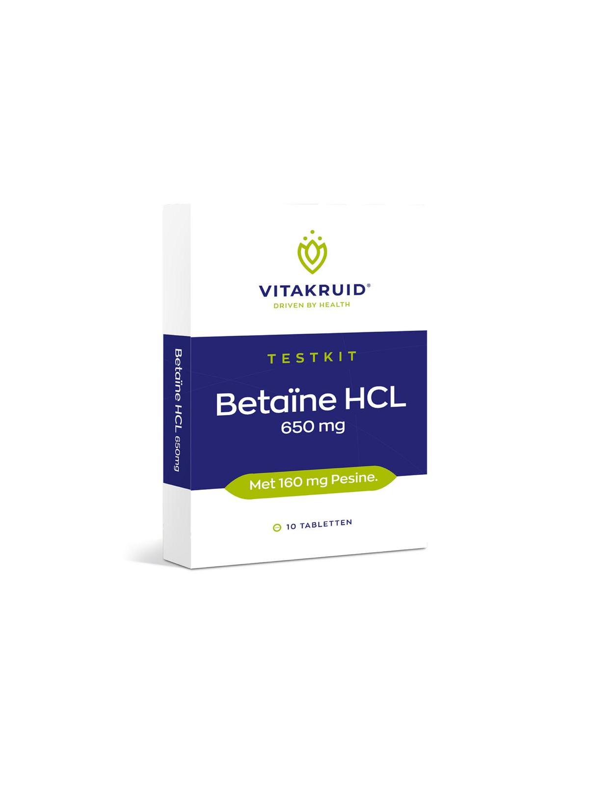 Betaine HCL 650 mg & pepsine 160 mg testkit