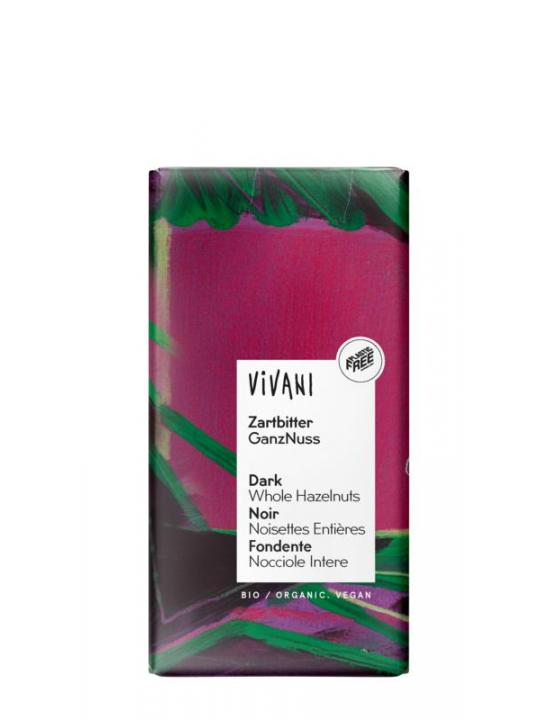 Chocolade puur met hele hazelnoten bio
