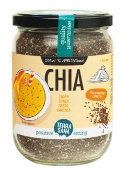 Raw chia zaad in glas bio