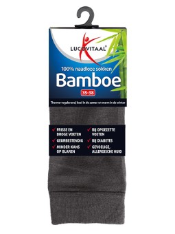 Bamboe sok lang antraciet maat 43-46