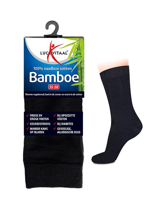 Bamboe sok lang zwart maat 39-42