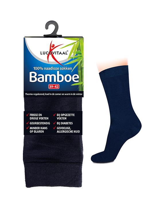 Bamboe sok lang blauw maat 35-38