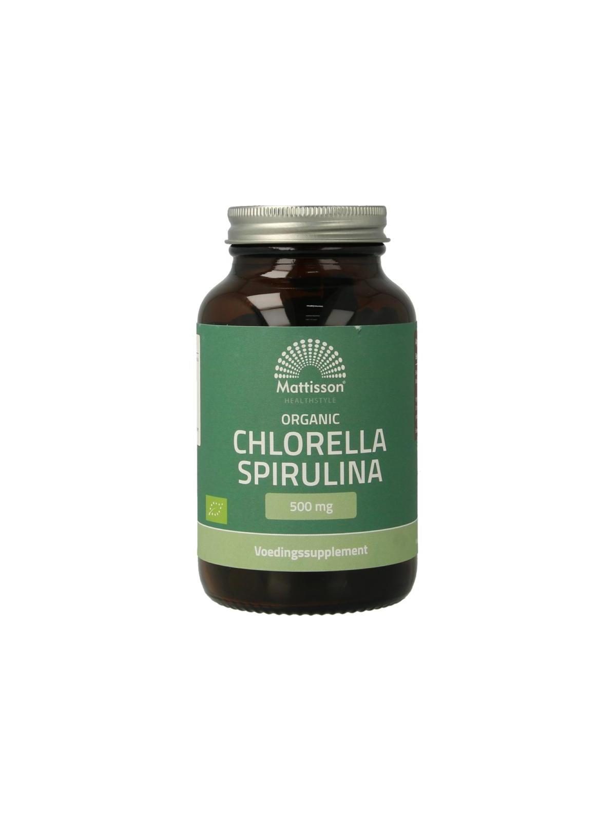 Organic chlorella spirulina 500mg bio