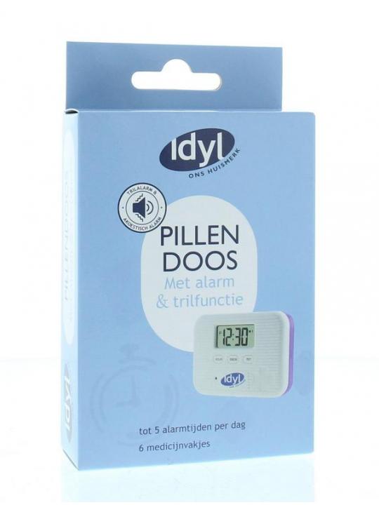 Pillendoos met alarm en trilfunctie 6-vaks