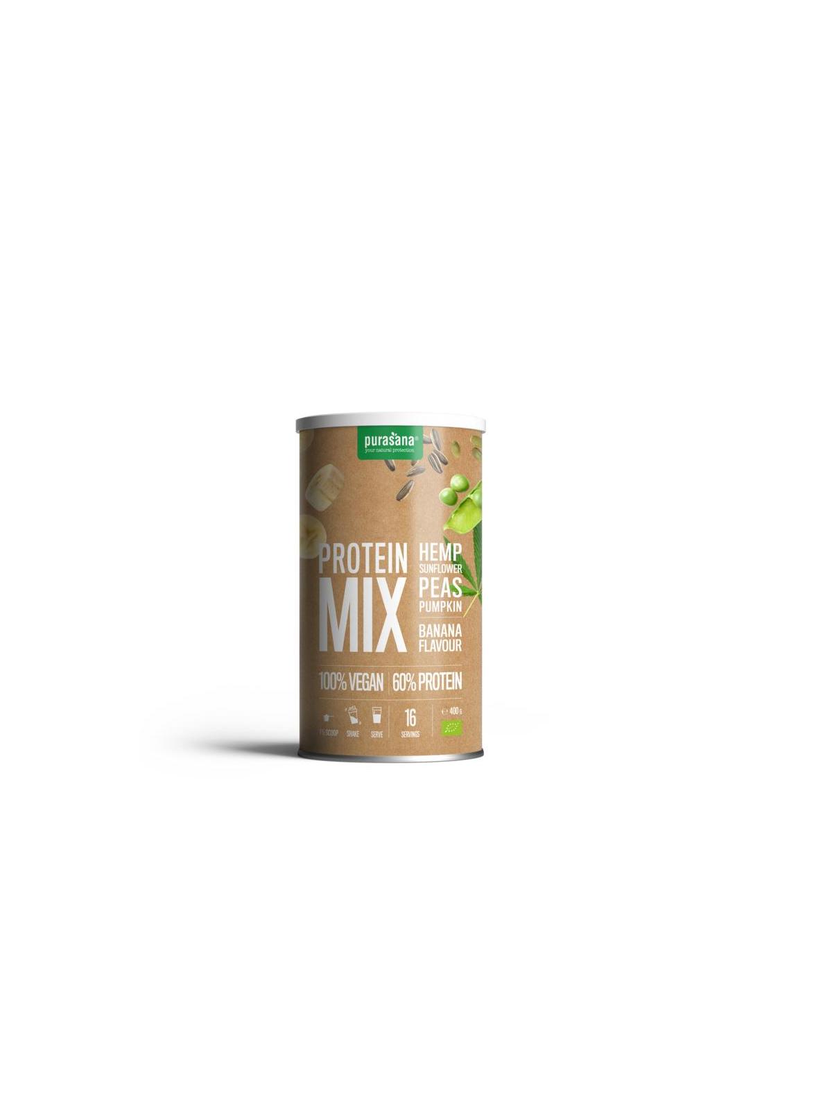 Protein mix pea sunflower hemp banana vegan bio