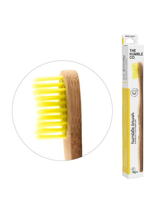 Tandenborstel bamboe adult geel brush soft