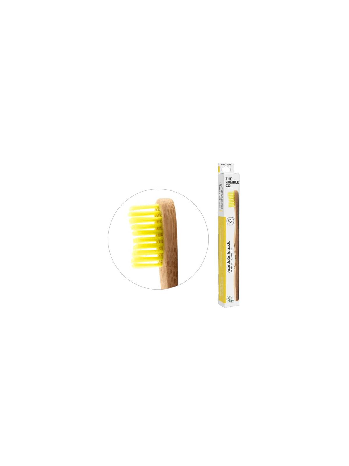 Tandenborstel bamboe adult geel brush soft