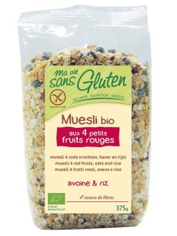 Muesli haver/rijst 4 rode vruchten glutenvrij bio