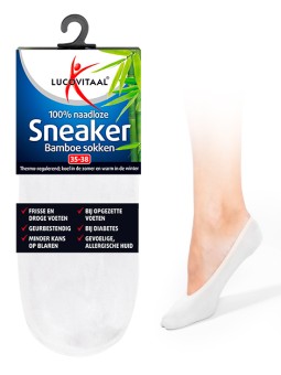 Bamboe sneakersok wit maat 39-42