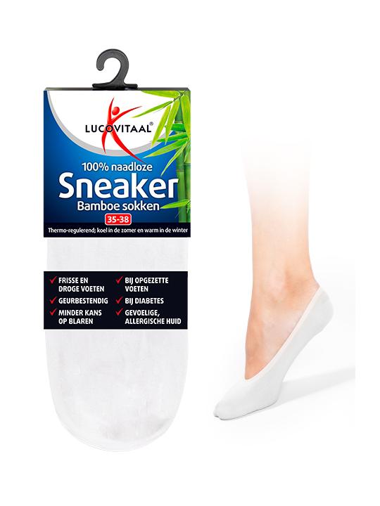 Bamboe sneakersok wit maat 39-42