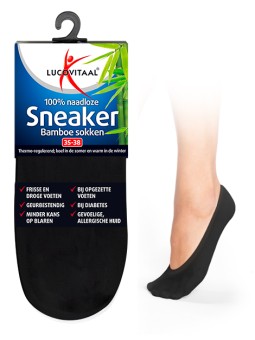 Bamboe sneakersok zwart maat 43-46