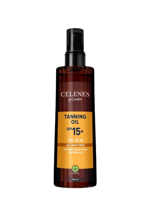 Herbal tanning oil SPF15+