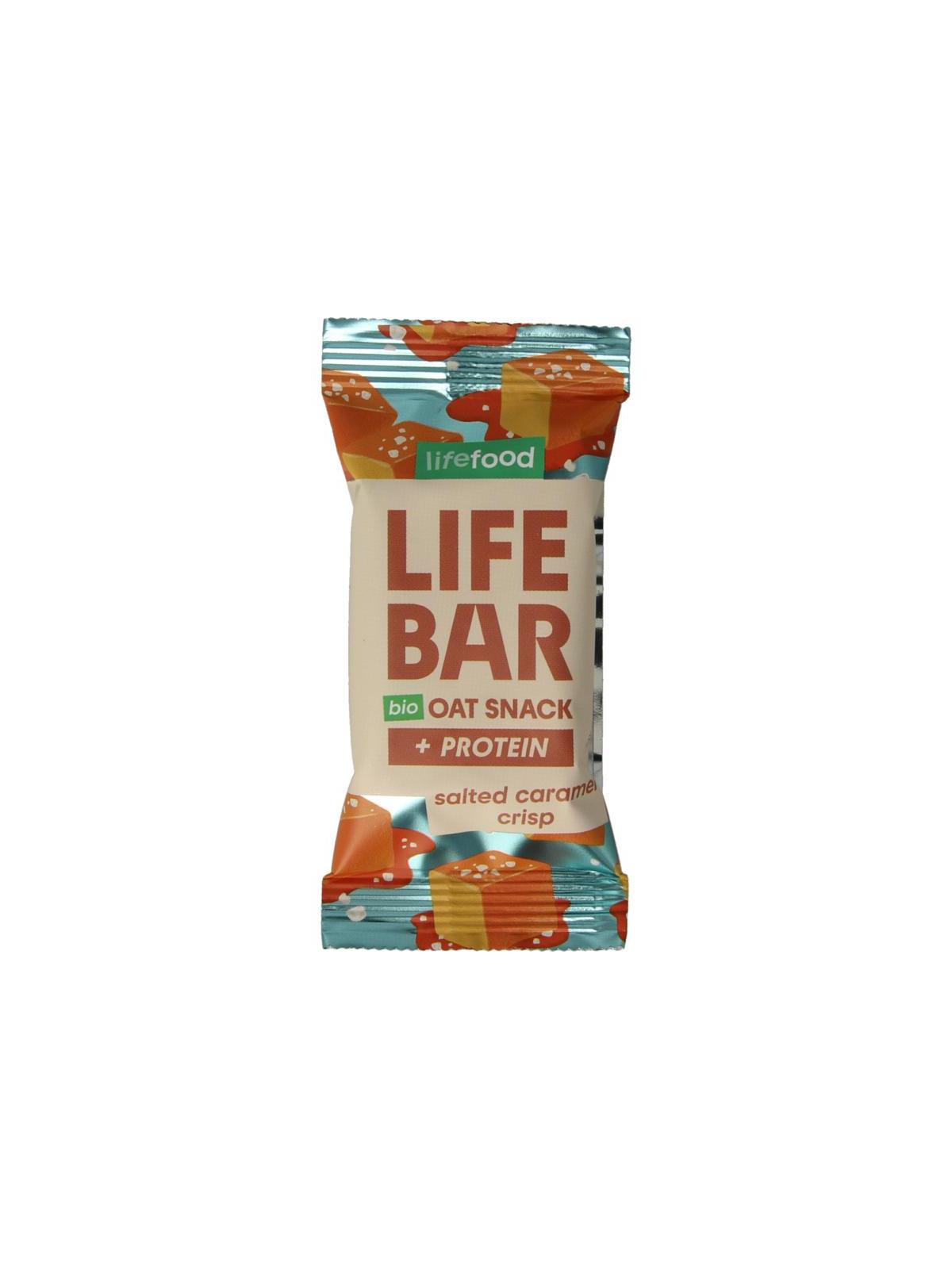 Lifebar oatsnack proteine salted caramel crisp bio