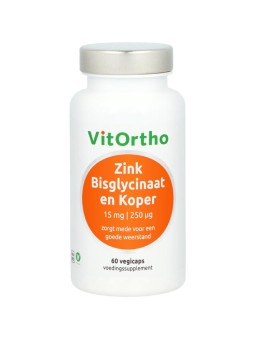 Zink bisglycinaat 15mg en koper 250mcg