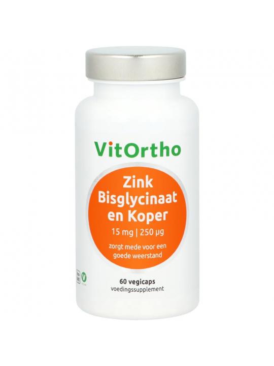 Zink bisglycinaat 15mg en koper 250mcg