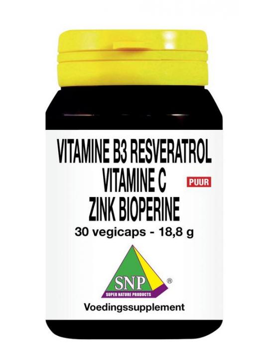 Vitamine B3 resveratrol gebufferde vitamine C zink