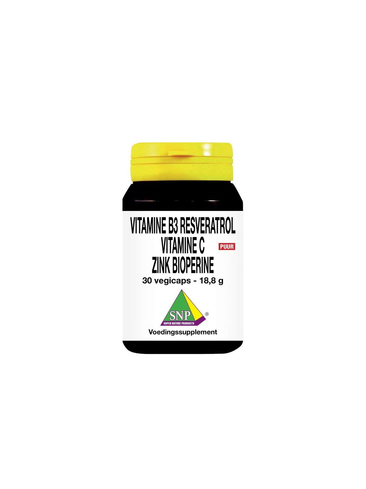 Vitamine B3 resveratrol gebufferde vitamine C zink