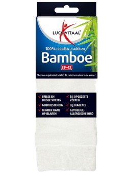 Bamboe sok lang wit maat 39-42