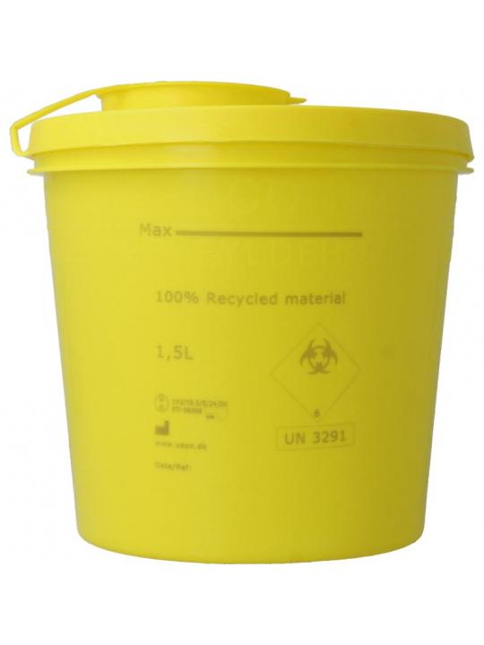 Naaldencontainer 1.5 liter geel gerecycled plastic