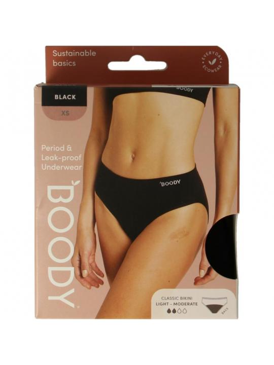 Boody Menstruatieondergoed bikinislip zwart lich/norm XS