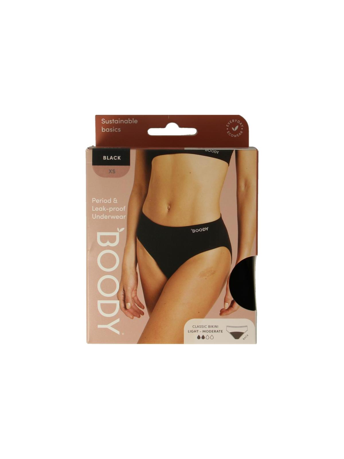 Boody Menstruatieondergoed bikinislip zwart lich/norm XS