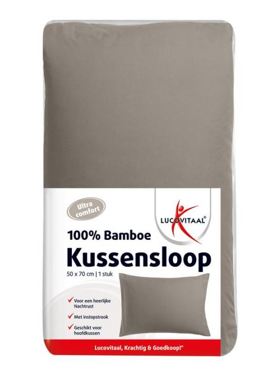 Lucovitaal kussensloop bamboo taupe 50x70