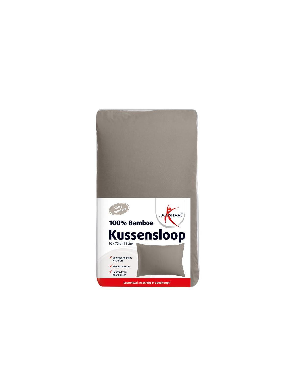 Lucovitaal kussensloop bamboo taupe 50x70