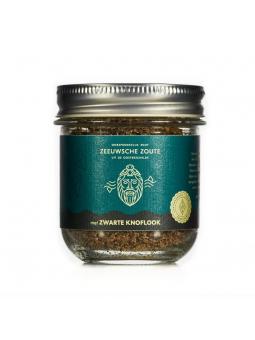 Zeeuwsche Zoute Zout met zwarte knoflook glazen pot bio