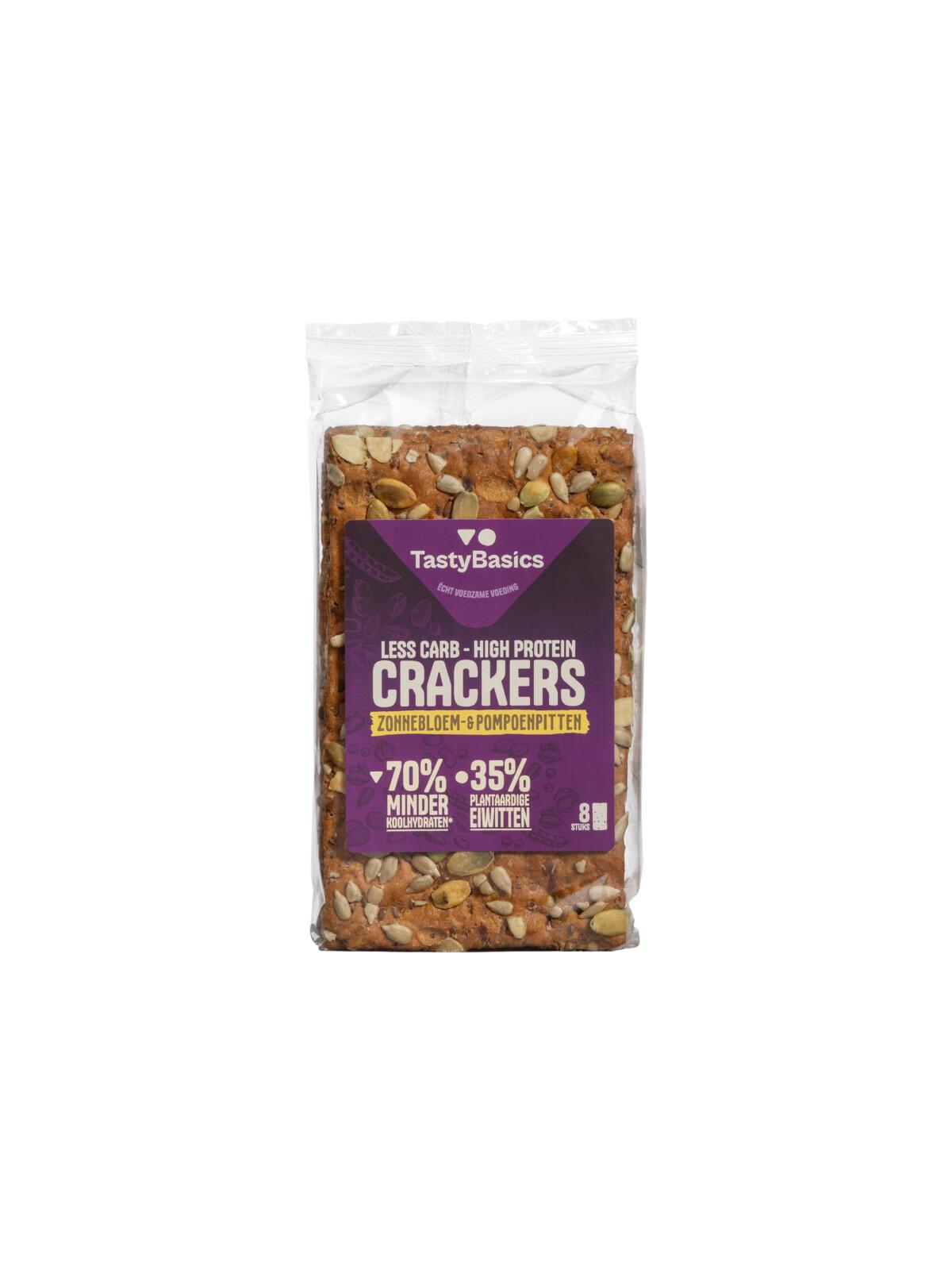 Less carb-high protein crackers zonnebl/pompoenpit