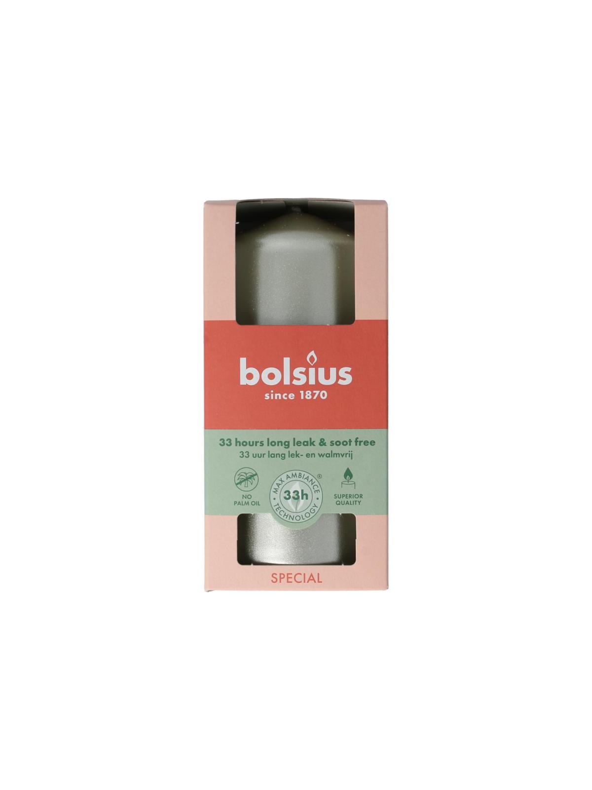 Bolsius stompkaars 120/58 white silver