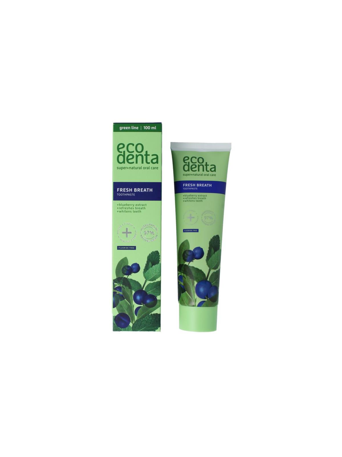 Ecodenta Tandpasta fresh breath bosbessenextr green line