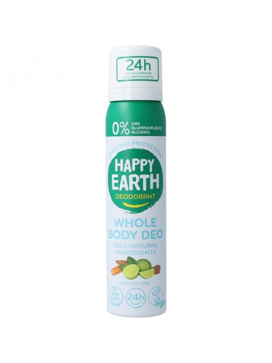 Happy Earth body deo spray cedar lime
