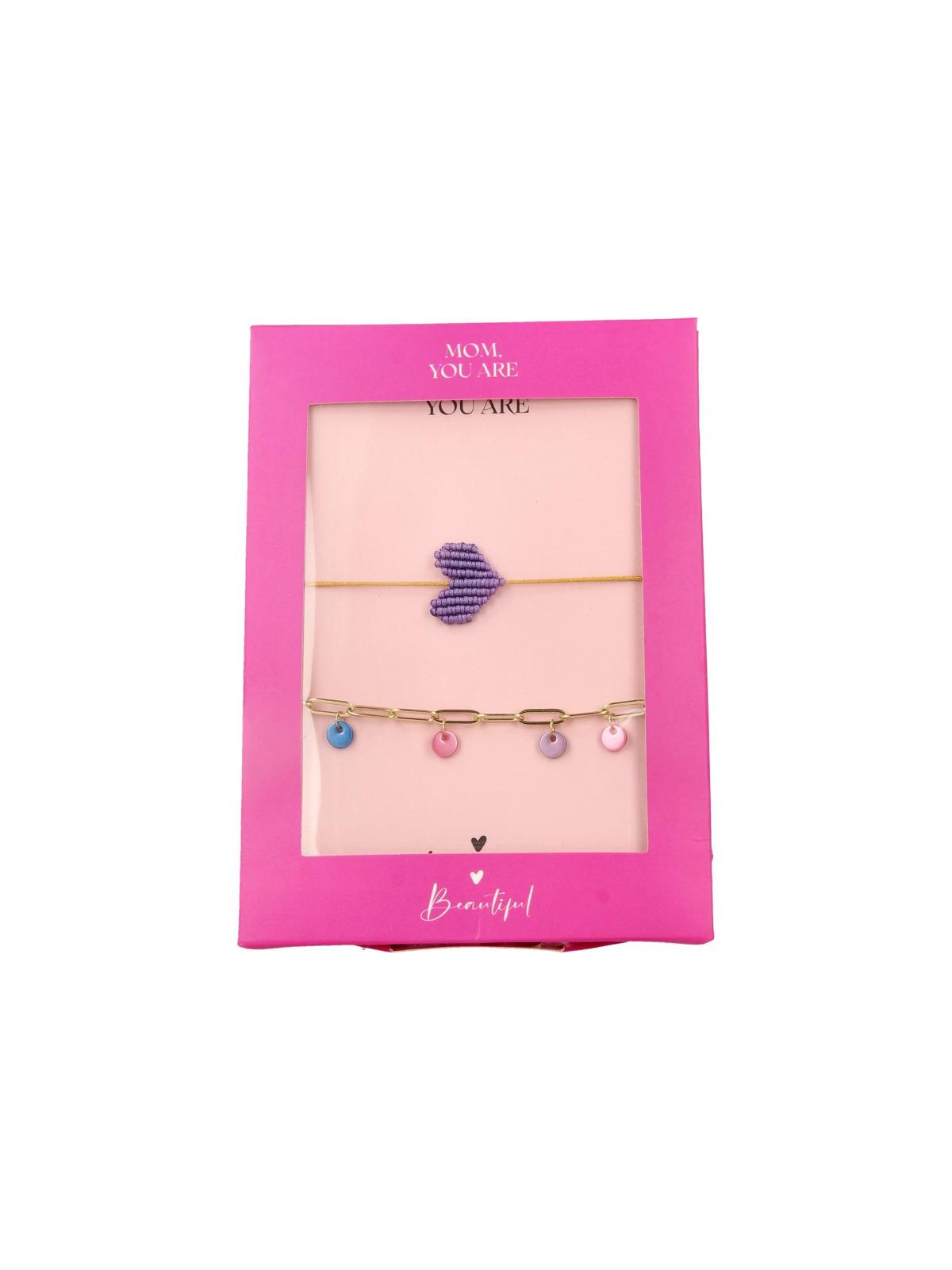 Cadeauset armband paars en goud