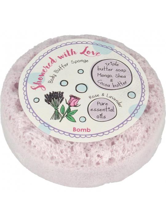 Cosmetics shower sponge with love
