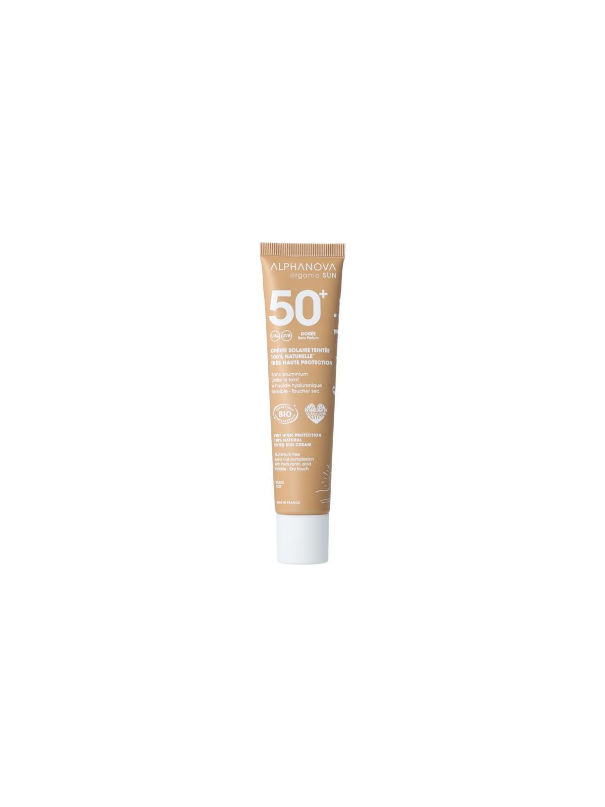 Alphanova Sun Sun bio tinted sunscreen cream golden SPF50+
