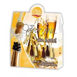 Cadeau doos champagneflesjes van harte